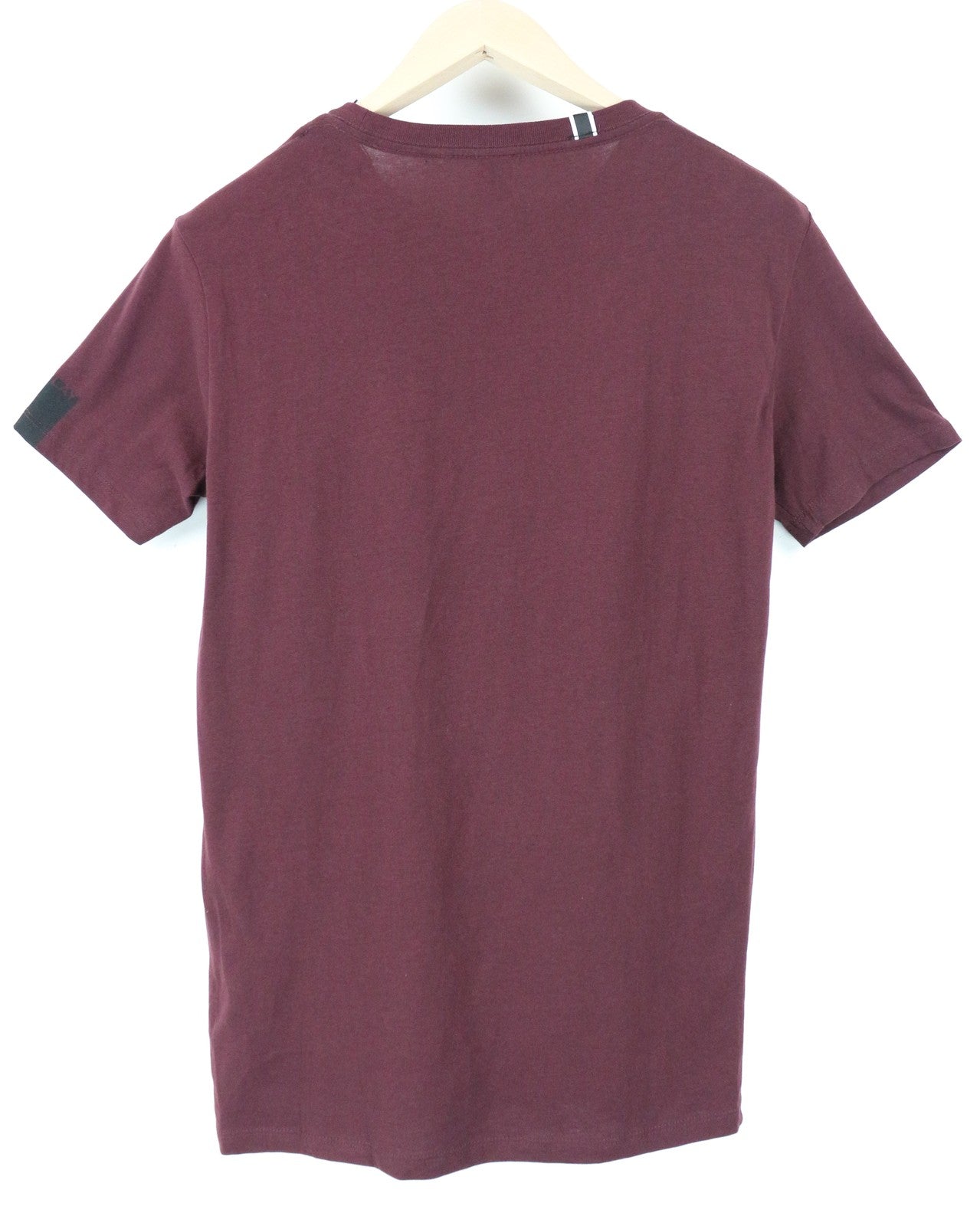 REPLAY Men T-Shirt S Red Pure Cotton Printed Short Sleeved Round Neck Pull On