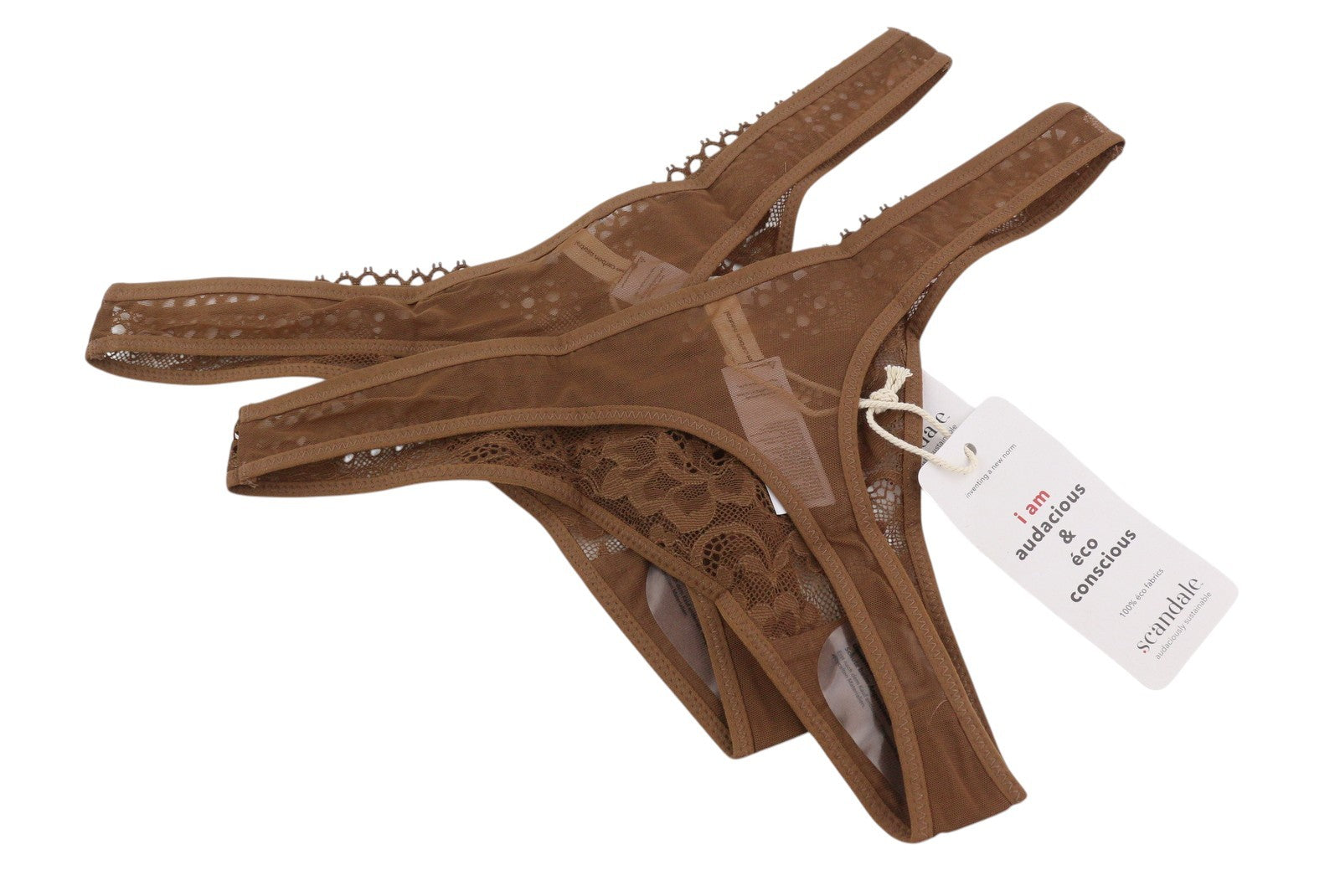 SCANDALE Le String Sensual-Nude B18 Women Panties L Brown Sheer Back 2-Pack
