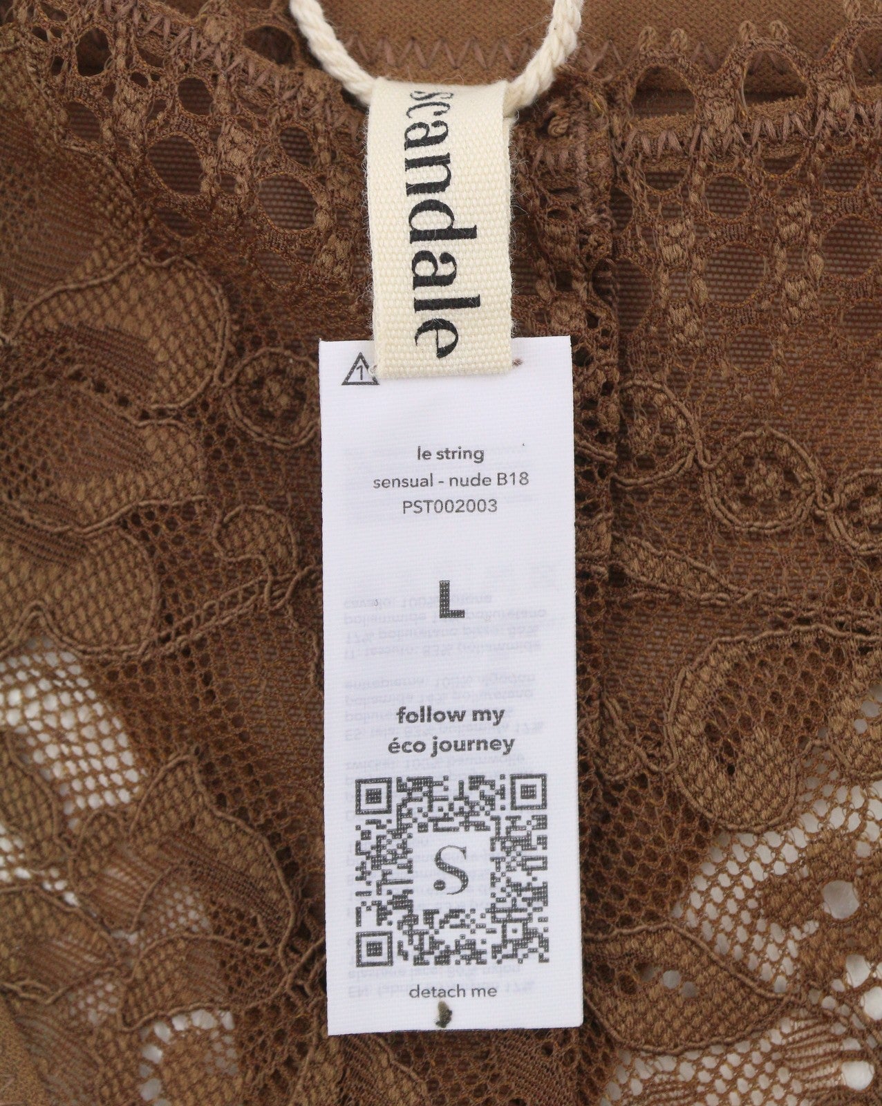 SCANDALE Le String Sensual-Nude B18 Women Panties L Brown Sheer Back 2-Pack