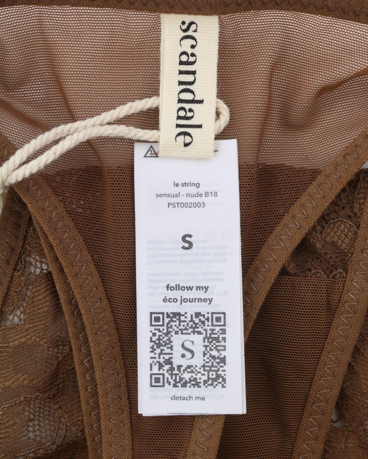 SCANDALE Le String Sensual-Nude B18 Women Panties S Brown Sheer Back 2-Pack