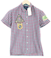 SCOTCH & SODA Ams Couture Men Shirt S Green Cotton Linen Checked Short Sleeved