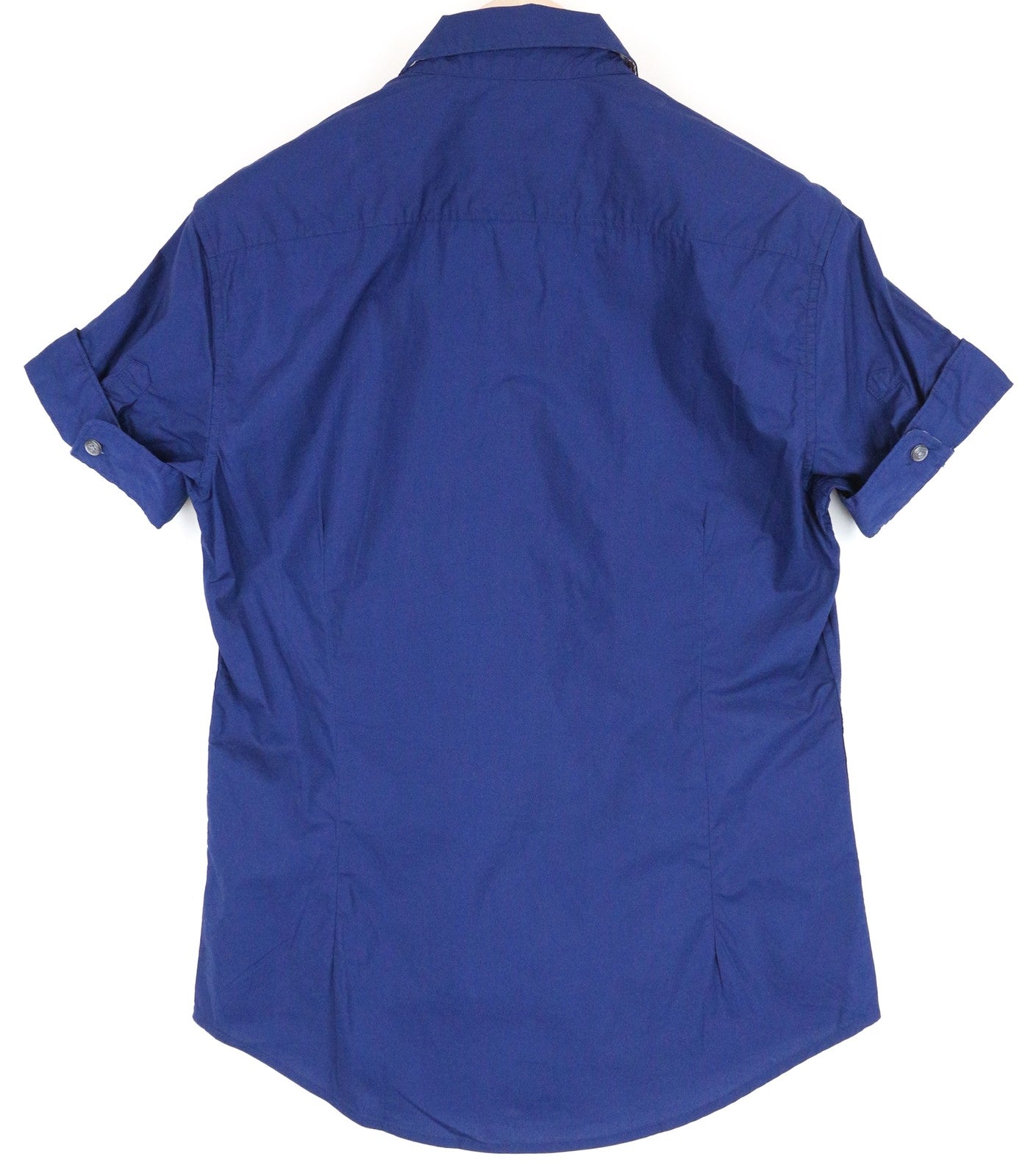 SCOTCH & SODA Ams Couture Men Shirt S Blue Slim Cotton Short Sleeved Button-Up