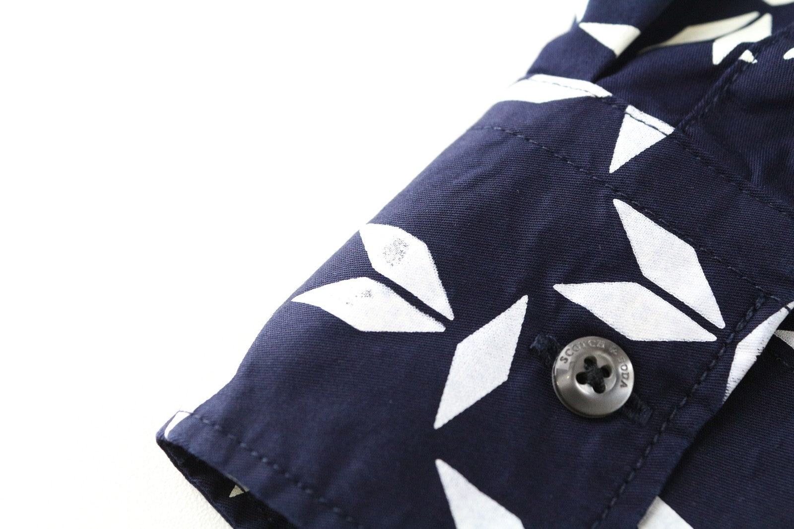 SCOTCH & SODA Ams Couture Men Shirt M Navy Cotton Stretch Patterned Long Sleeve