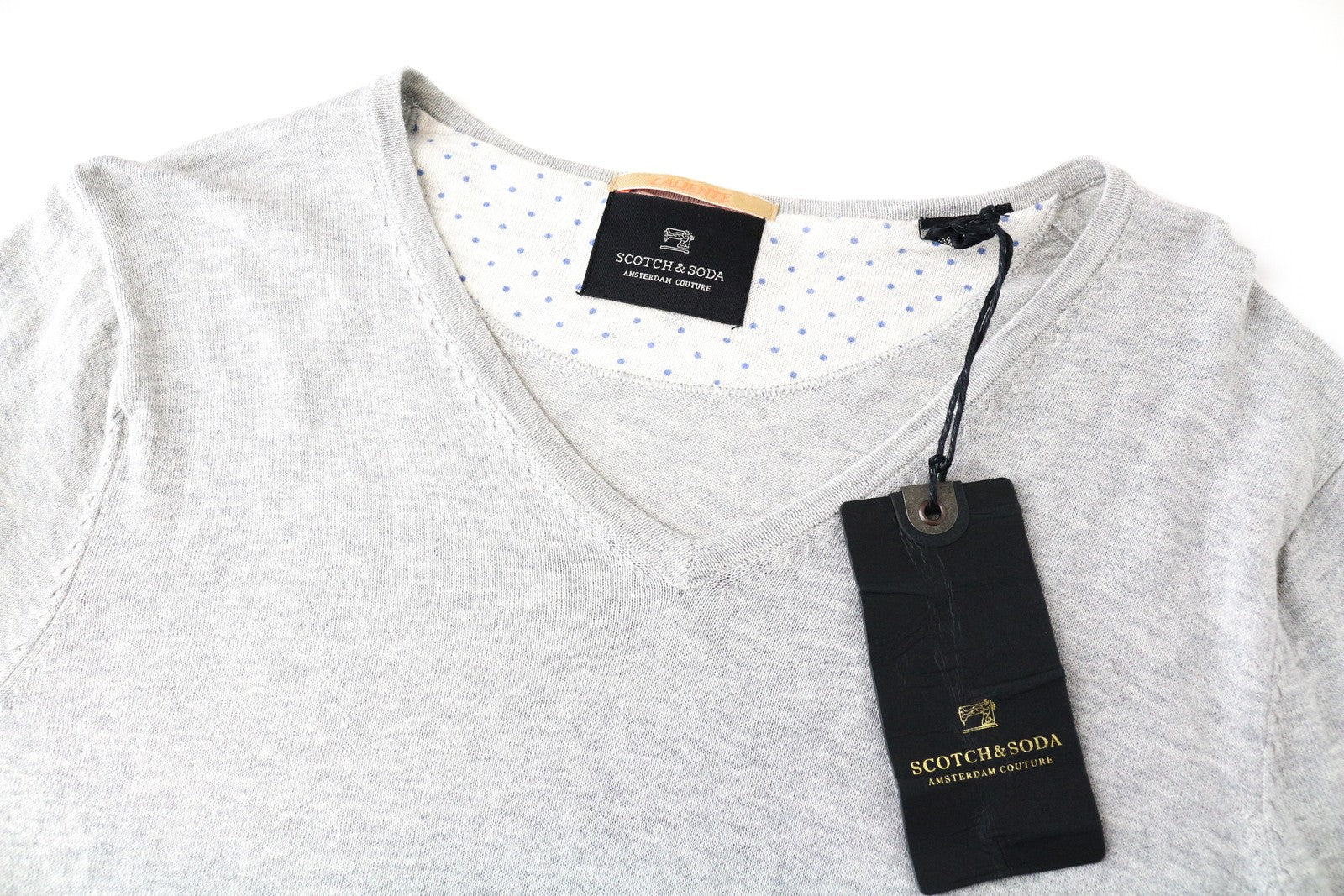 SCOTCH & SODA Ams Couture Men Sweatshirt S Grey Pure Cotton Long Sleeved V-neck