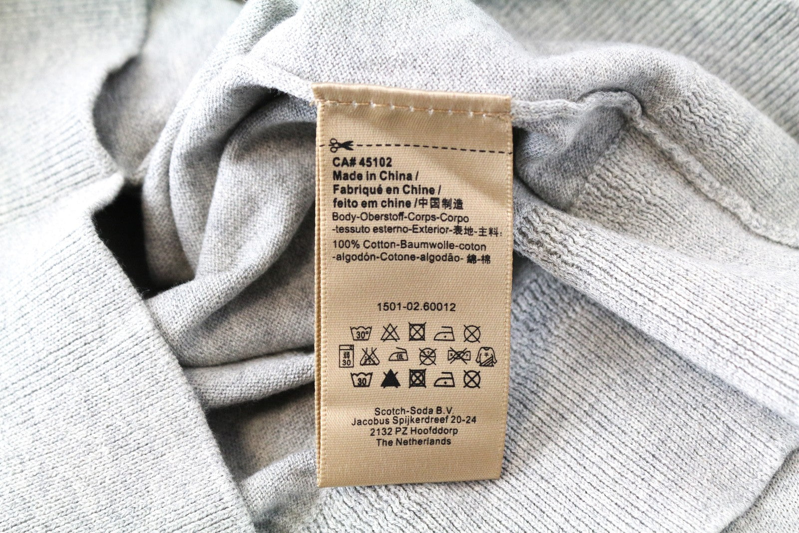 SCOTCH & SODA Ams Couture Men Sweatshirt S Grey Pure Cotton Long Sleeved V-neck