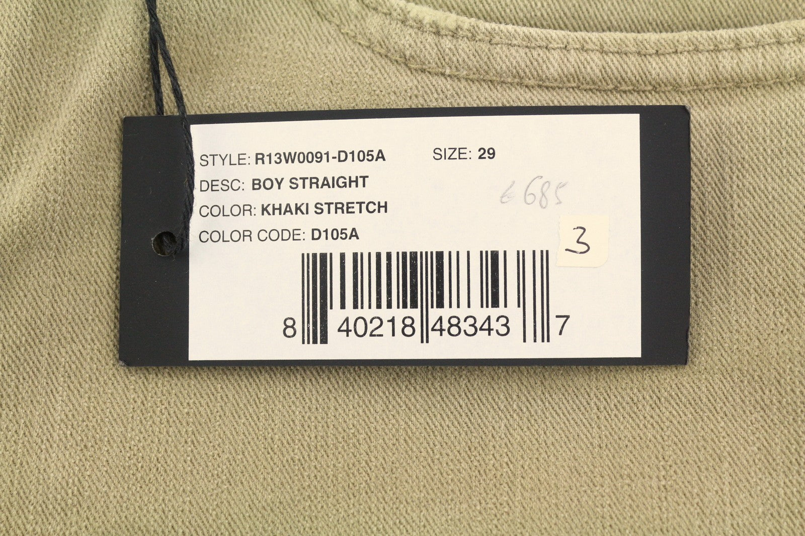 R13 Boy Straight Women Jeans 27 Pebble Stretch Cropped Faded Beige