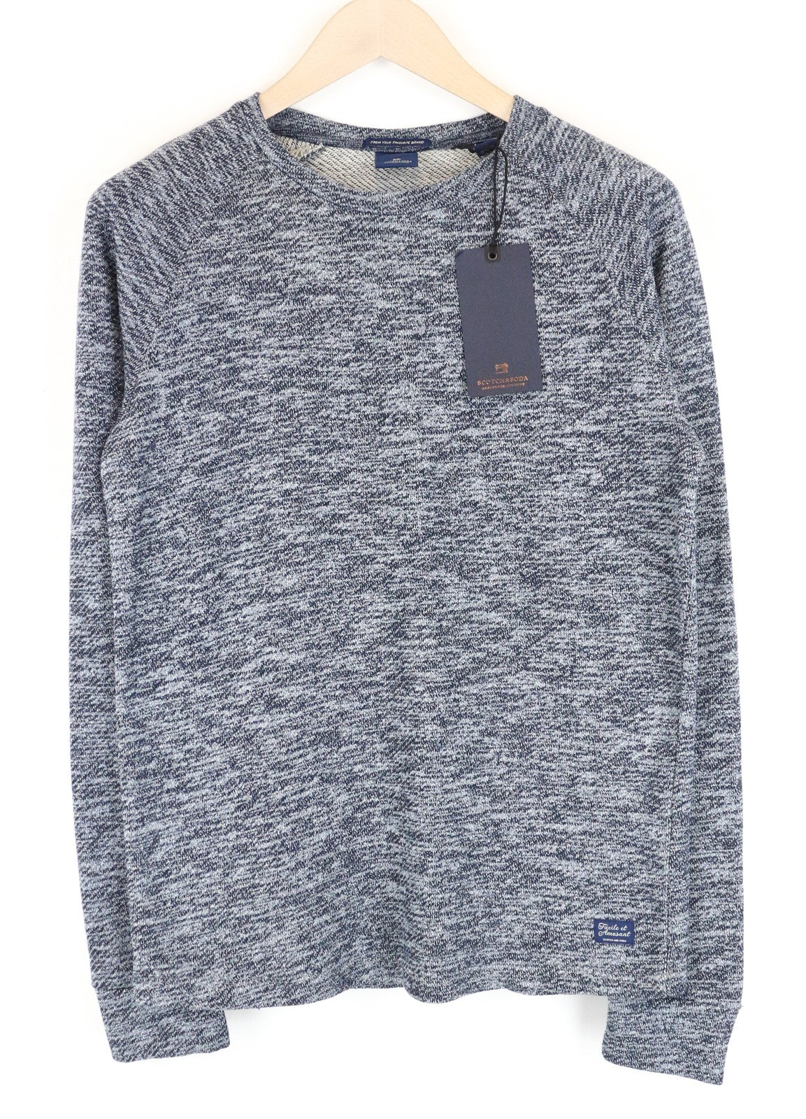 SCOTCH & SODA Ams Couture Men Sweatshirt S Blue Cotton Blend Long Sleeved