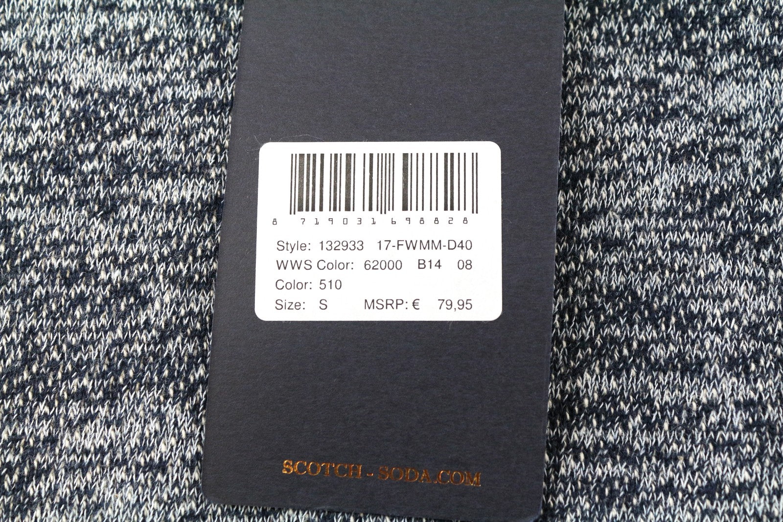 SCOTCH & SODA Ams Couture Men Sweatshirt S Blue Cotton Blend Long Sleeved