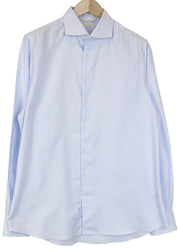 SUITSUPPLY Men's Formal Shirt 43/17 Extra Slim Blue Cotton Cutaway Striped