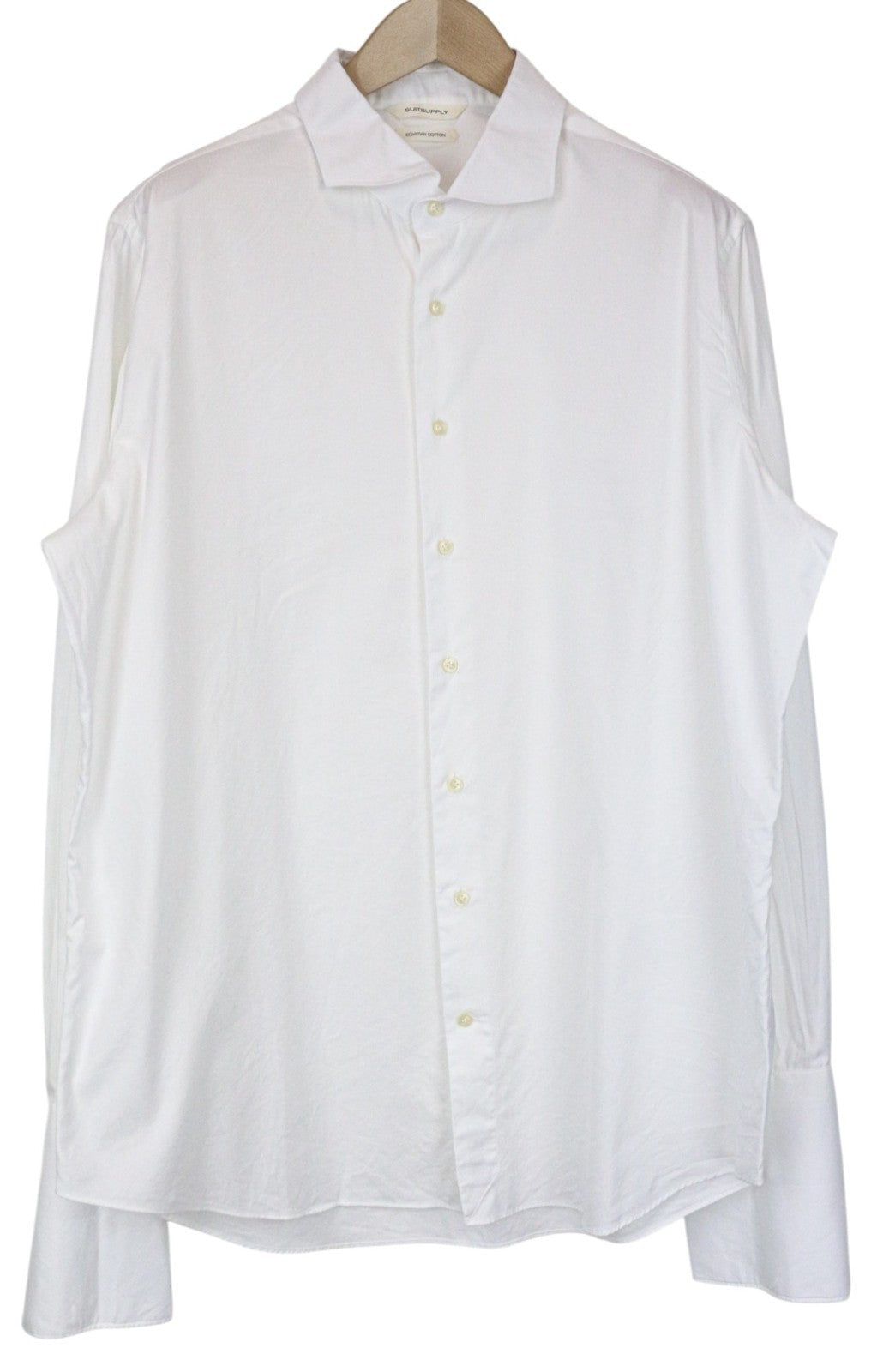 SUITSUPPLY Men's Formal Shirt 46/18 Slim White Cotton Cutaway Twill Long Sleeve