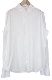 SUITSUPPLY Men's Formal Shirt 46/18 Slim White Cotton Cutaway Twill Long Sleeve