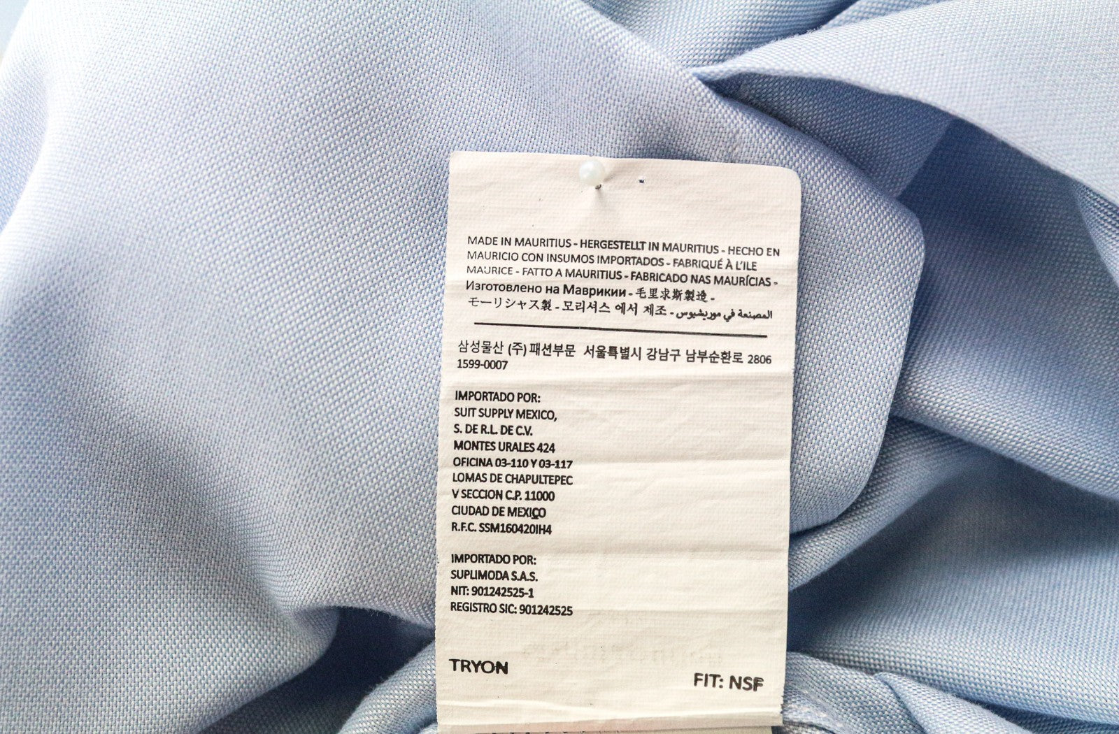 SUITSUPPLY Men's Formal Shirt 41L/16L Slim Blue Cotton Long Sleeve Button