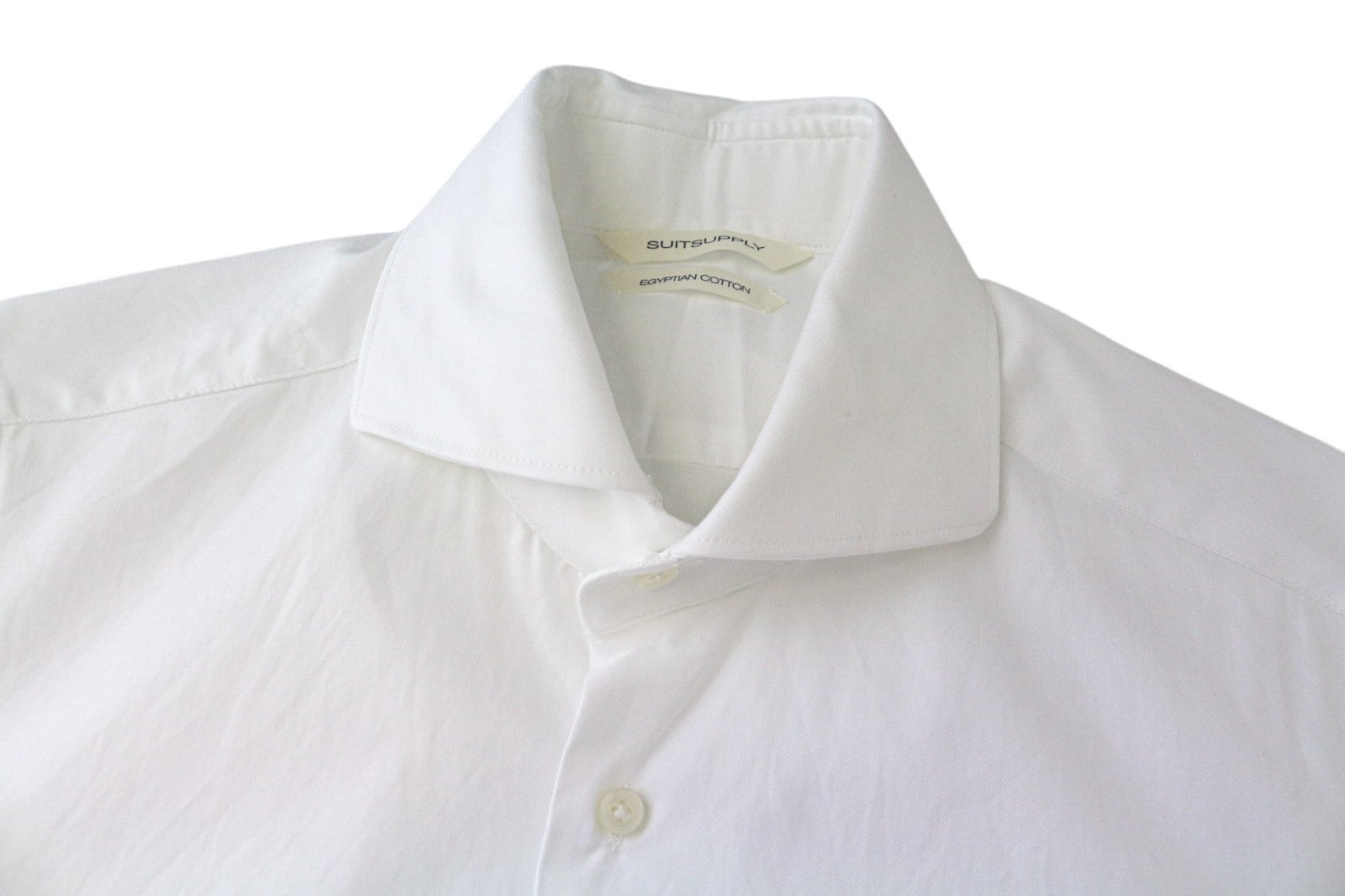 SUITSUPPLY Men's Formal Shirt 38/15 Extra Slim White Cotton Cutaway Long Sleeve