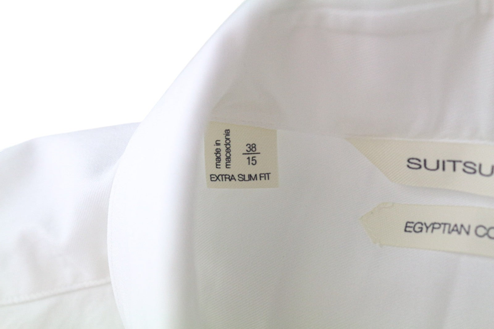 SUITSUPPLY Men's Formal Shirt 38/15 Extra Slim White Cotton Cutaway Long Sleeve