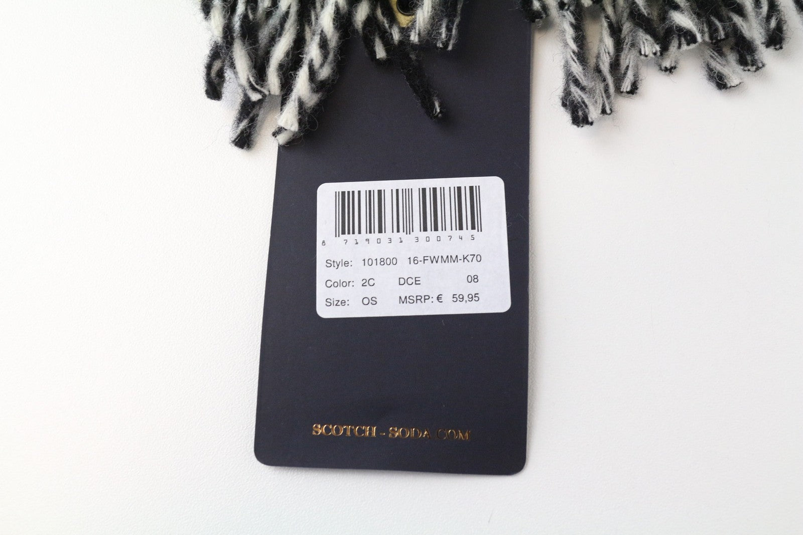 SCOTCH & SODA Men's Scarf OS Grey Wool Blend Tartan Checked Tassel Style Unisex