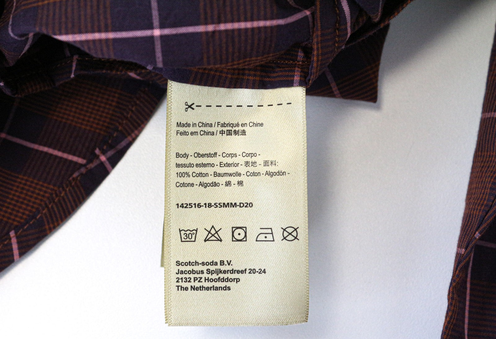 SCOTCH & SODA Men's Shirt S Burgundy Cotton Casual Smart Check Button-Down Style