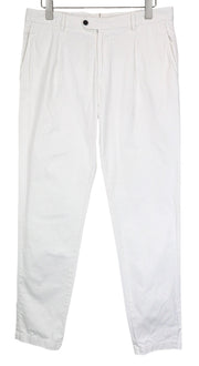 SUITSUPPLY Campo Men's Trousers UK36R White Slim Fit Cotton Blend Pleated