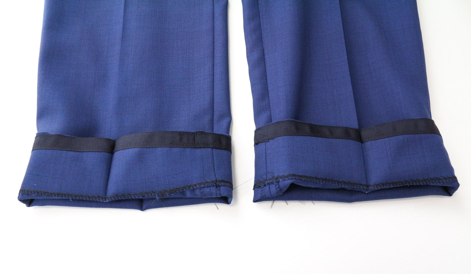 SUITSUPPLY Brescia Men's Trousers UK44L Mid Blue Slim Glen Check Pure Wool Flat