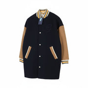 GANT Long Varsity Women Coat M Marine Wool Blend Padded Snap Bomber