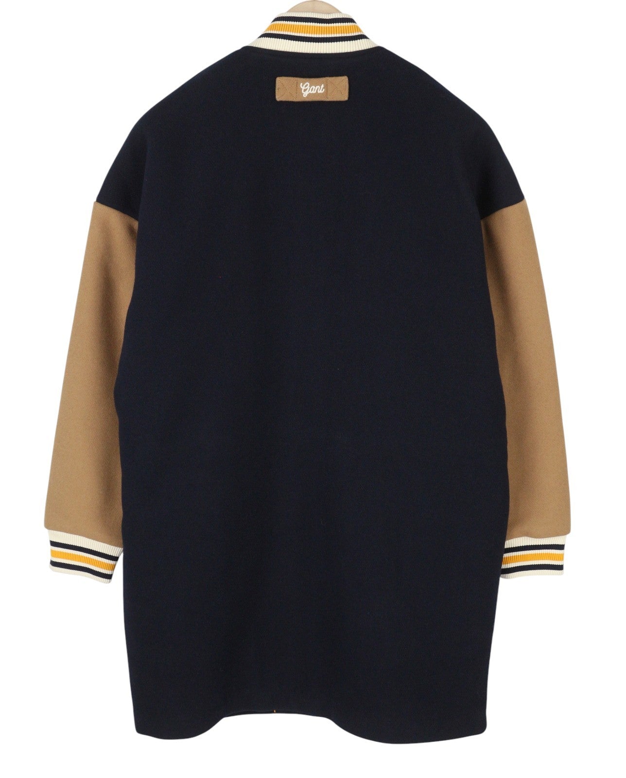 GANT Long Varsity Women Coat M Marine Wool Blend Padded Snap Bomber