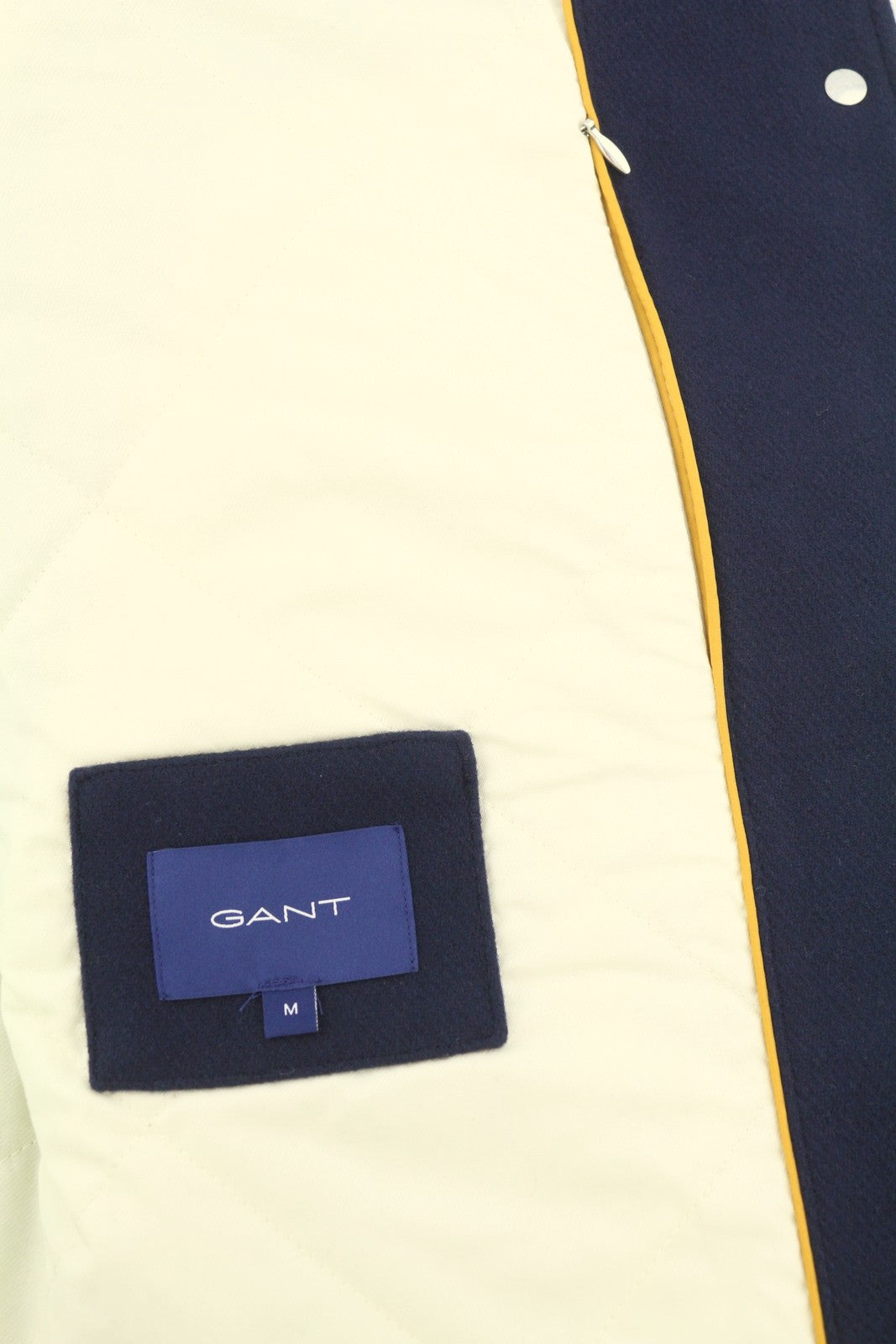 GANT Long Varsity Women Coat M Marine Wool Blend Padded Snap Bomber