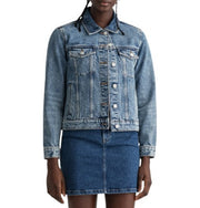 GANT Denim Trucker Women Jacket L Light Blue Worn Faded Button Front