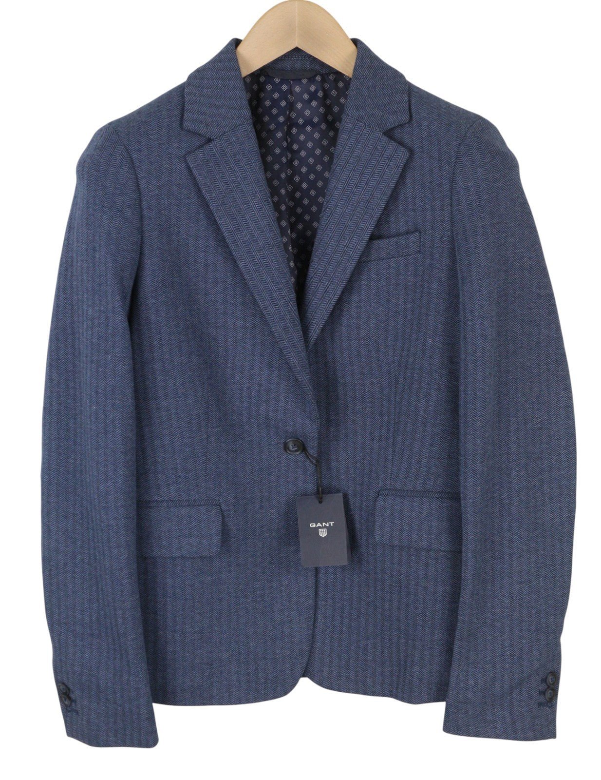 GANT Women Blazer EU38 Blue Pinstripe Tailored Notch Lapel Single Breasted