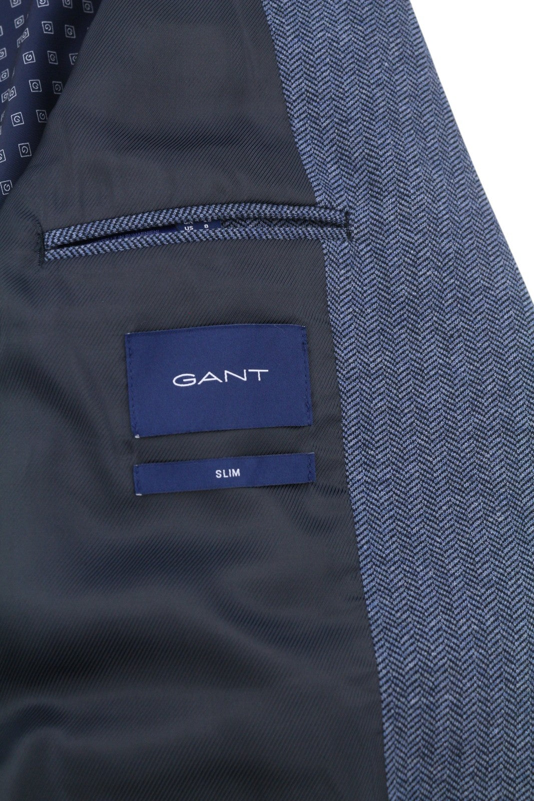 GANT Women Blazer EU38 Blue Pinstripe Tailored Notch Lapel Single Breasted