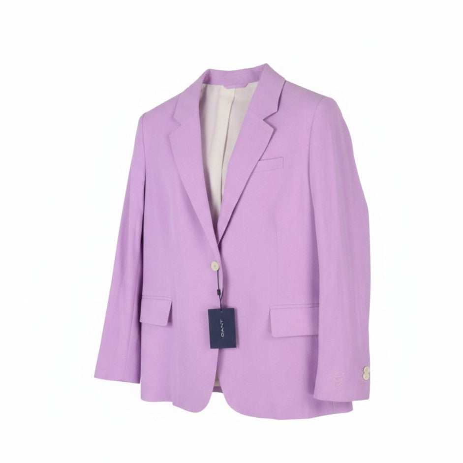 GANT Stretch Linen Straight Women Blazer EU40 Crocus Purple Lined Notch