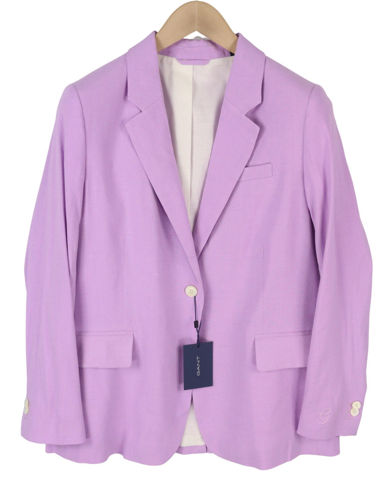 GANT Stretch Linen Straight Women Blazer EU40 Crocus Purple Lined Notch