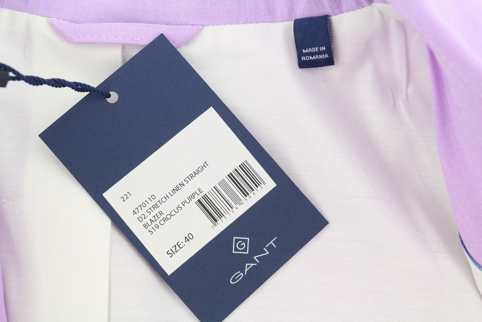 GANT Stretch Linen Straight Women Blazer EU40 Crocus Purple Lined Notch