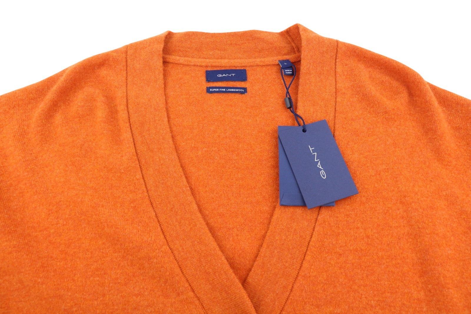 GANT Super Fine Lambswool Cardigan Women Jumper L Orange Melange Buttoned