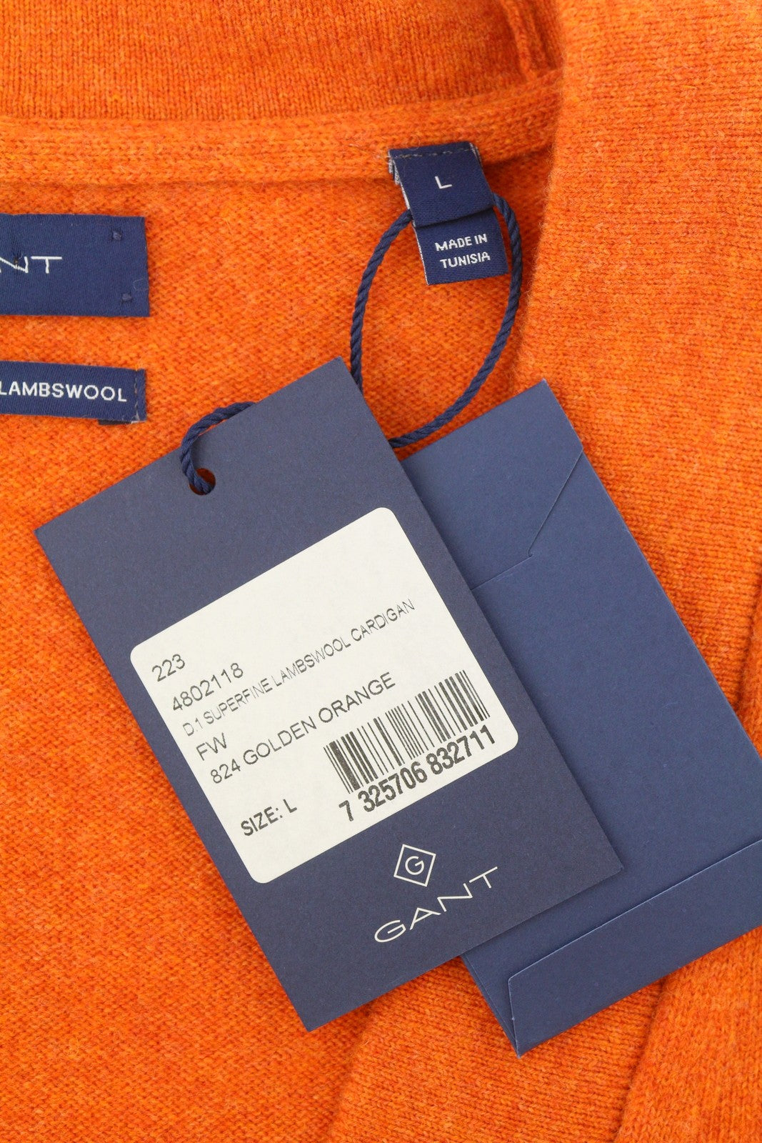 GANT Super Fine Lambswool Cardigan Women Jumper L Orange Melange Buttoned