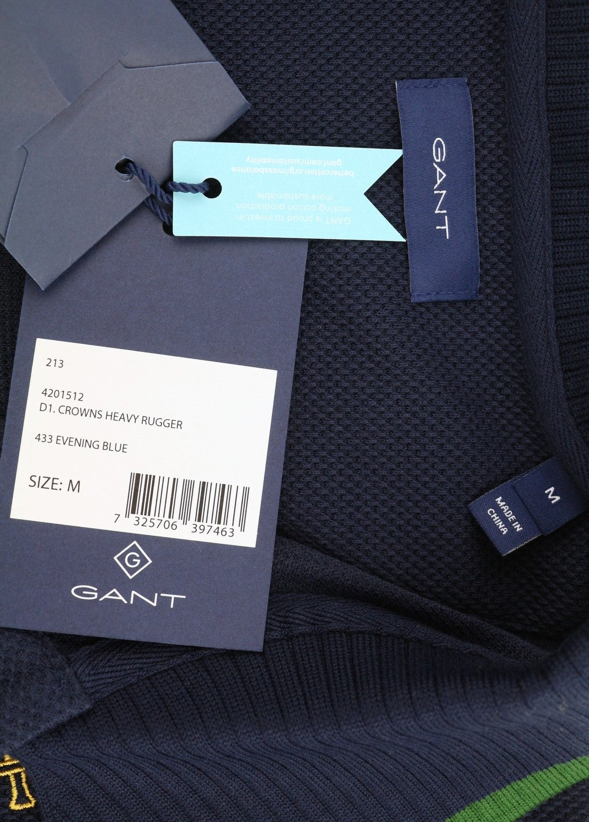 GANT Crowns Heavy Rugger Women Sweatshirt M Blue Crown Logo Embroidery