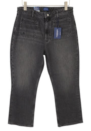 GANT Cropped Flare Women Jeans W33 Black Washed Denim Ankle Zip