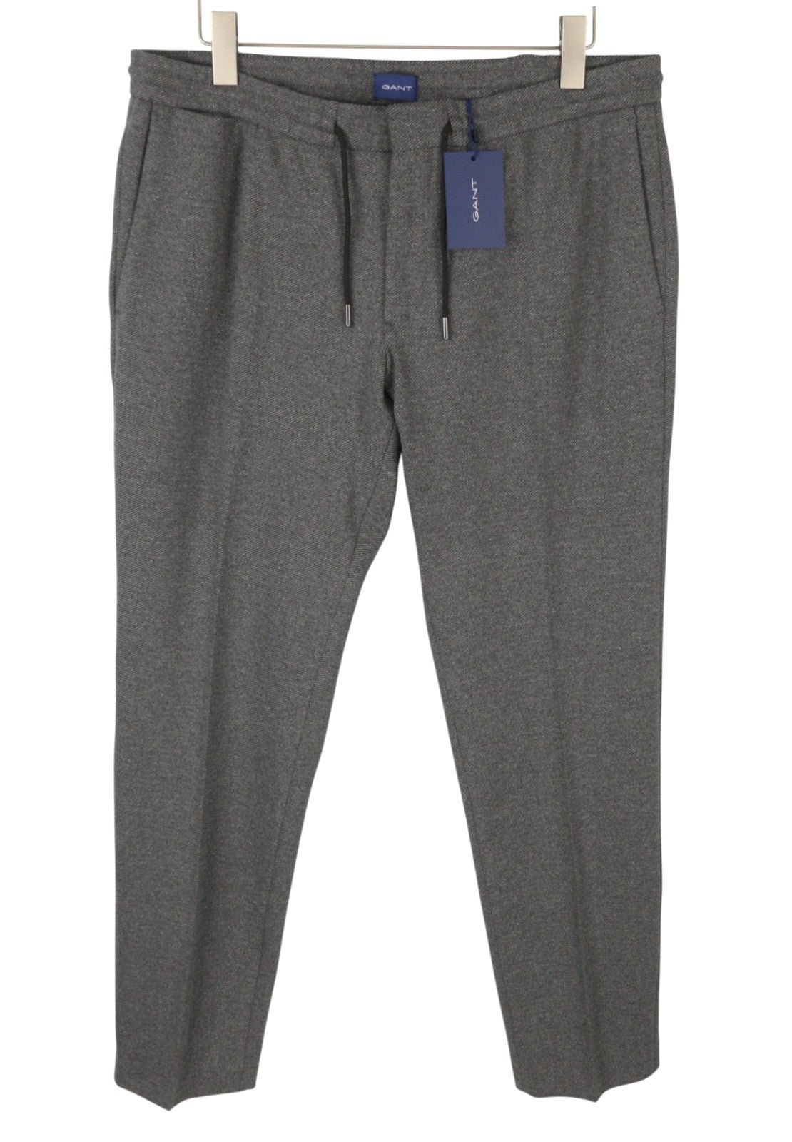 GANT Jersey Men Trousers EU54 Dark Grey Melange Slim Drawstring Zip