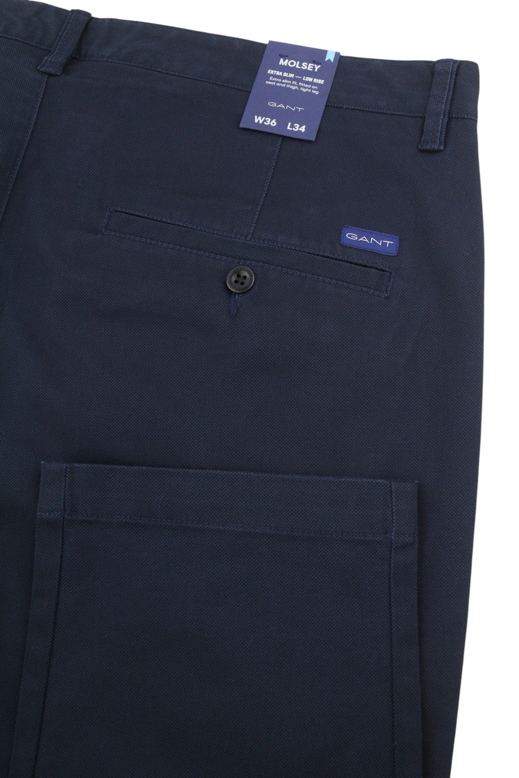 GANT Molsey Brushed Dot Chinos Men Trousers W36/L34 Blue Slim Fit