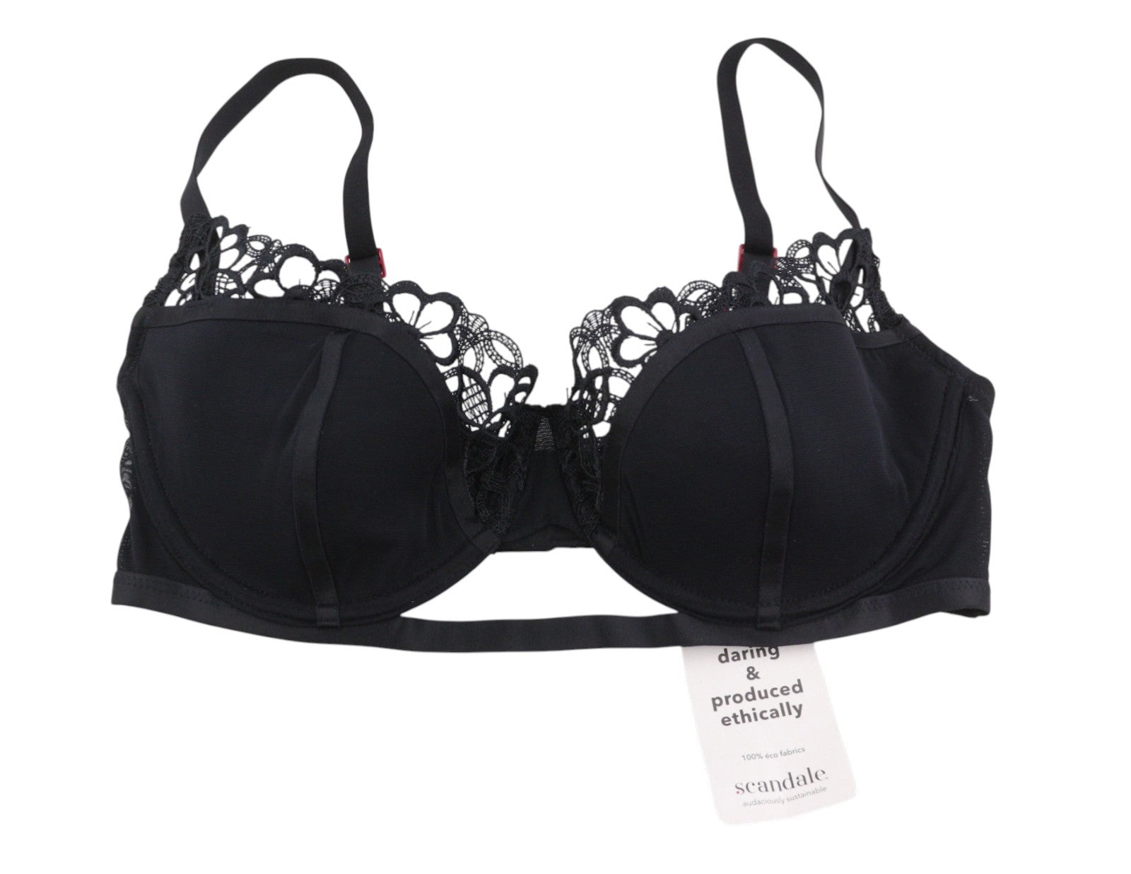 SCANDALE Le Balconet 1/2 Spacer Sublime-Black Women Bra 80E Black Guipure Laces