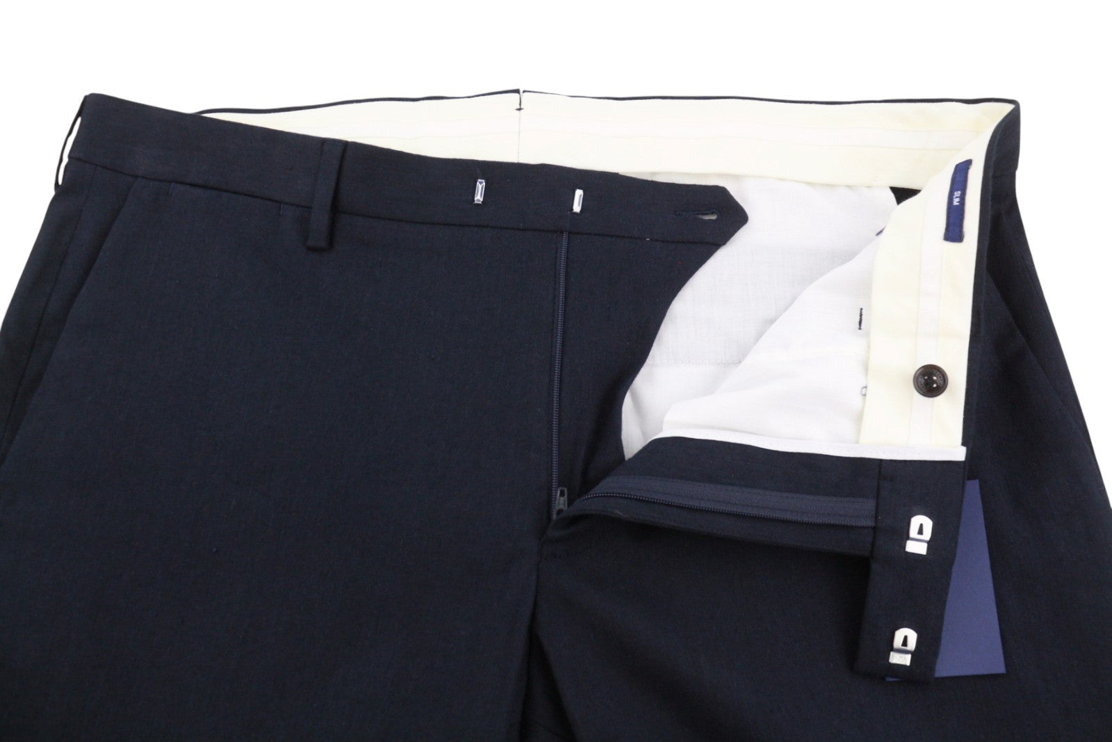 GANT Stretch Linen Men Trousers EU54 Evening Blue Slim Zip