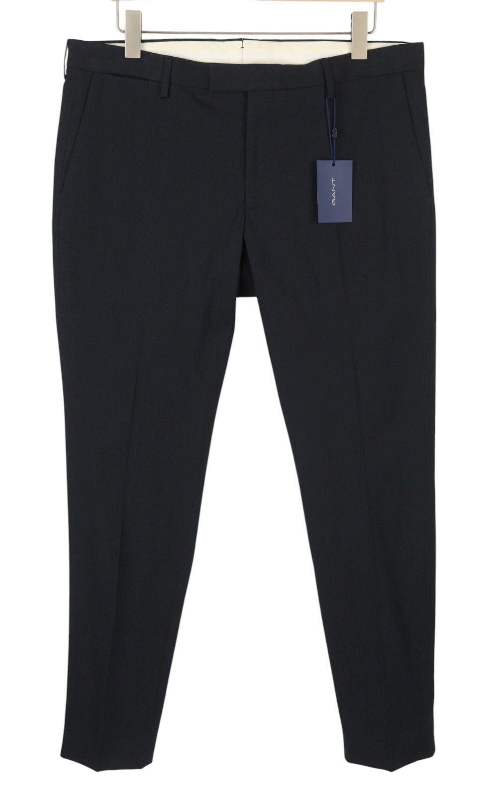 GANT Stretch Linen Men Trousers EU54 Evening Blue Tailored Zip