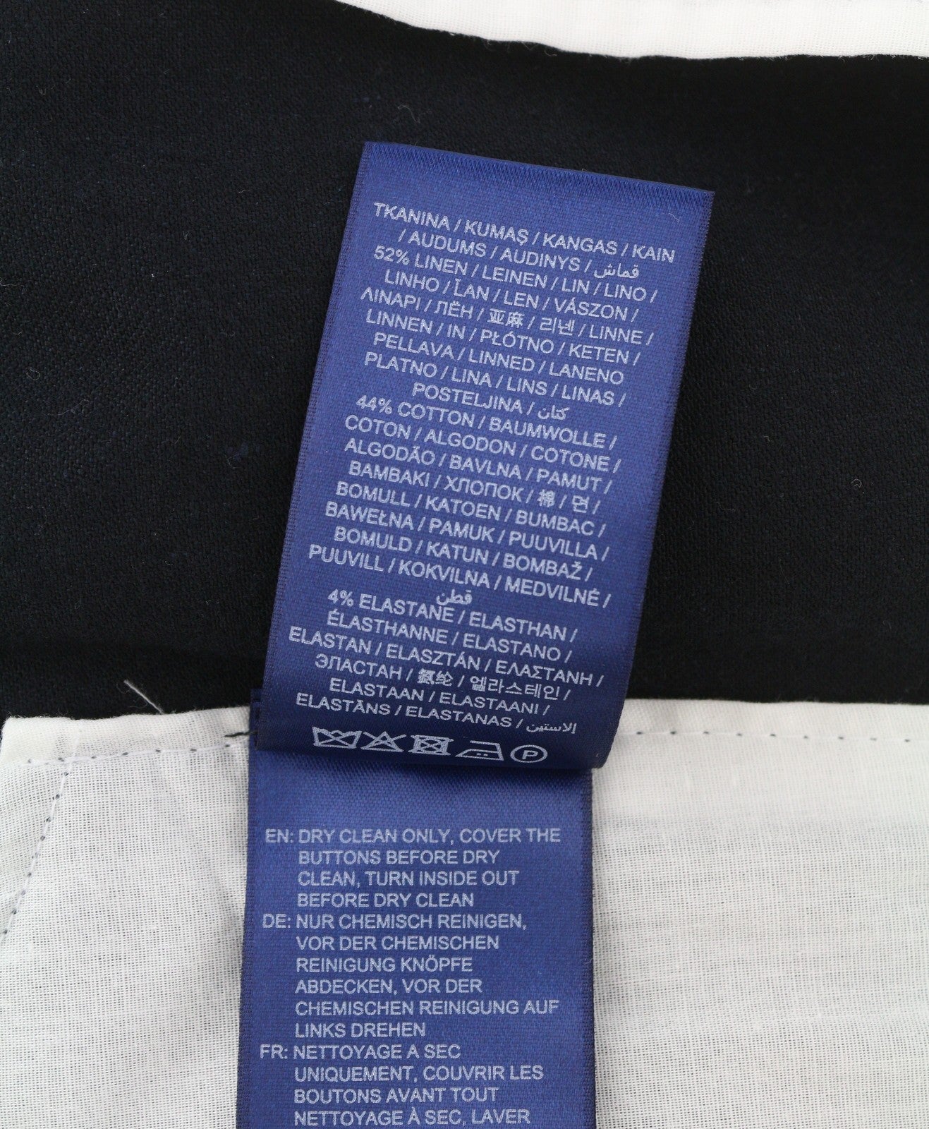 GANT Stretch Linen Men Trousers EU54 Evening Blue Tailored Zip