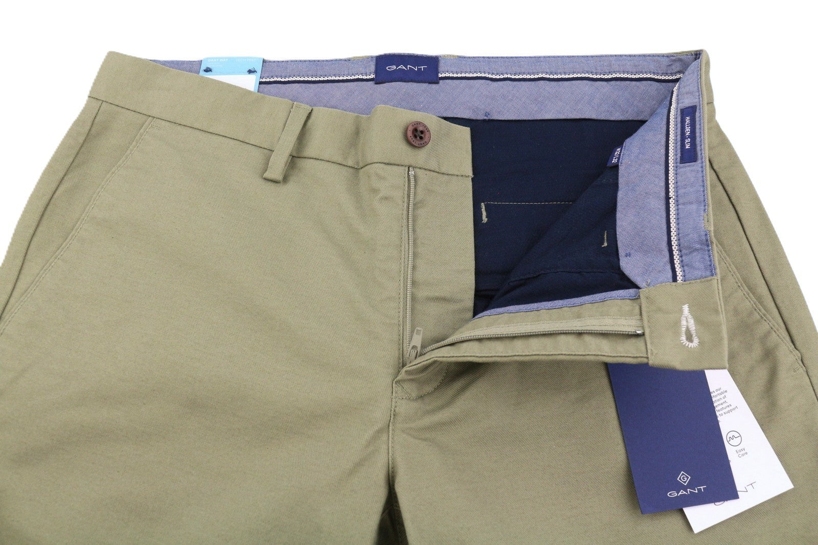 GANT Hallden Tech Prep Chino Men Trousers W32/L32 Aloe Slim Zip