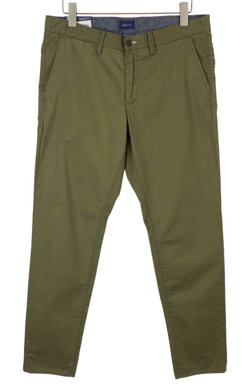 GANT Slim Twill Chinos Men Trousers W35/L34 Racing Green Zip