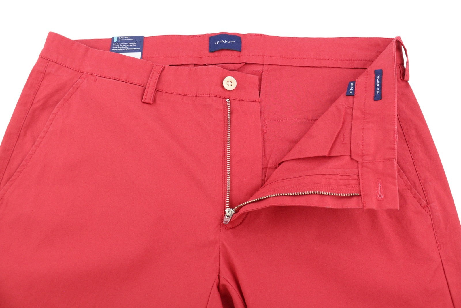 GANT Hallden Sunfaded Chinos Men Trousers W35/L34 Red Slim Fit