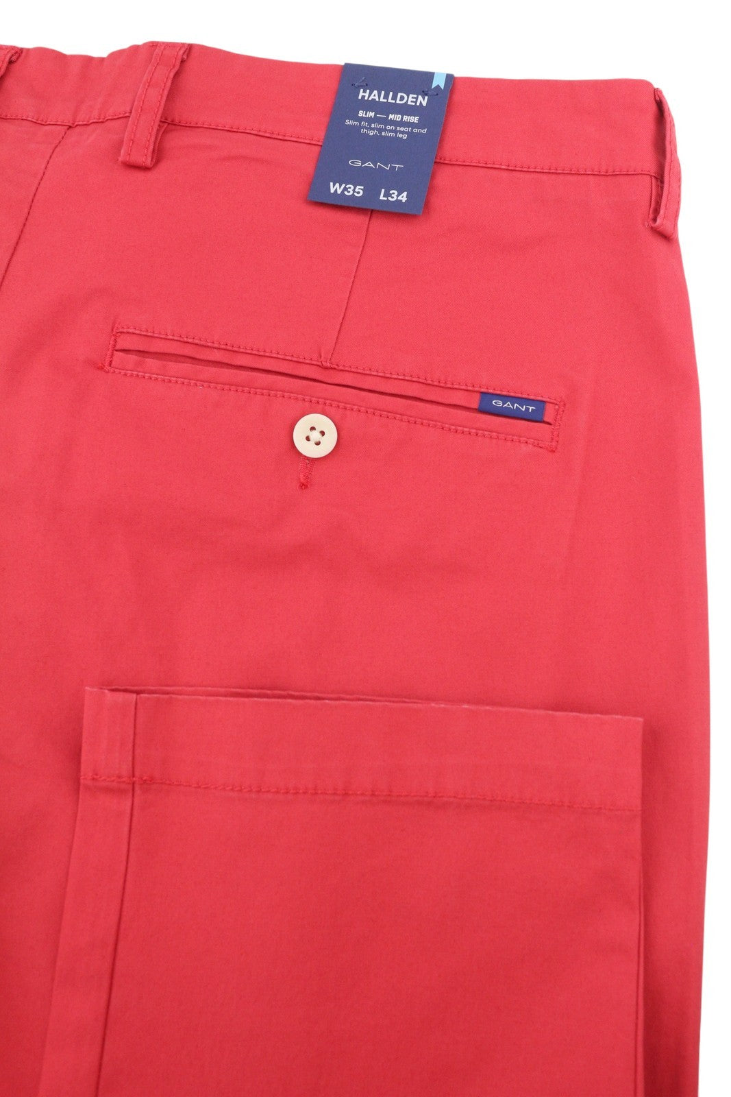 GANT Hallden Sunfaded Chinos Men Trousers W35/L34 Red Slim Fit