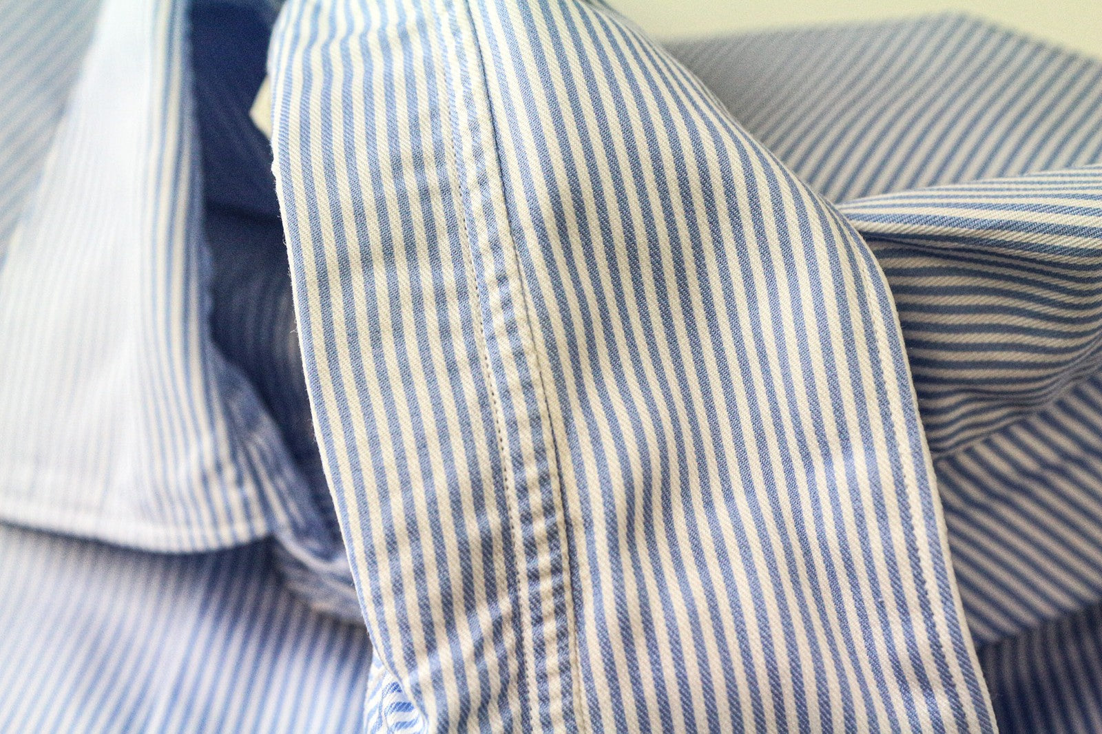 SUITSUPPLY Men Formal Shirt ~2XL Blue Pinstripe Slim Cutaway Button Up