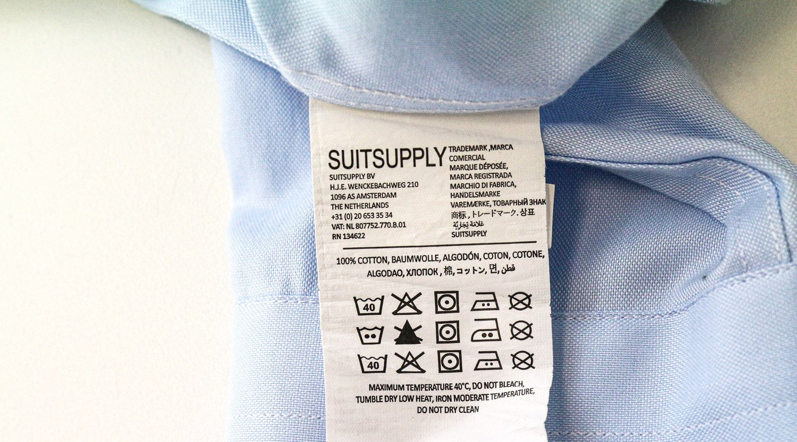 SUITSUPPLY Try On Slim Fit Men Formal Shirt 46L / 18L Blue Cutaway