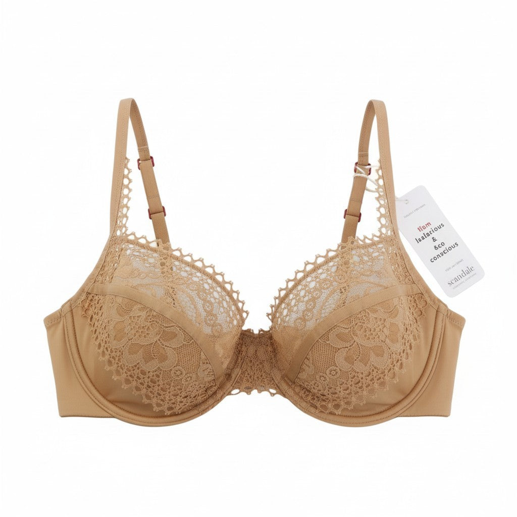 SCANDALE Le Balconet 1/2 Spacer Sensual-Nude T17 Women Bra 80C Guipure Laces