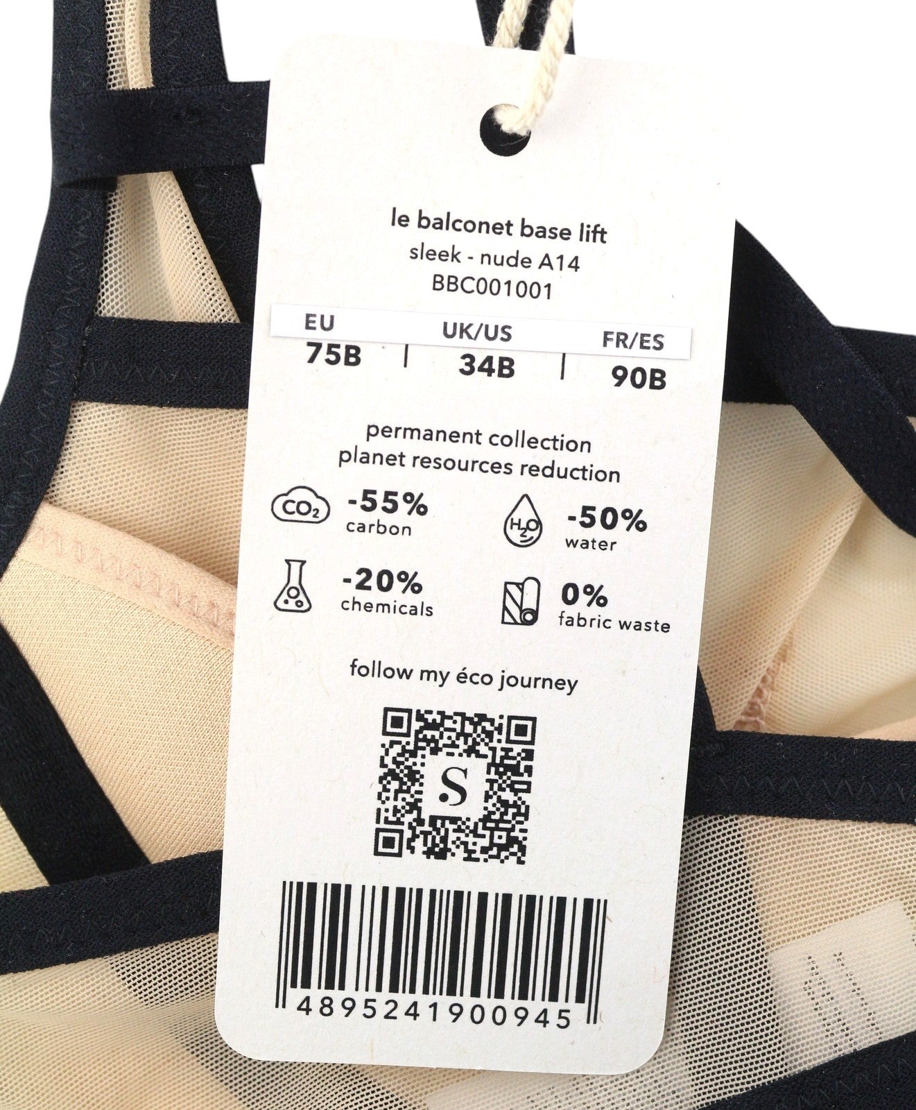 SCANDALE Le Balconet Base Lift Sleek-Nude A14 Women Bra 75B Transparent