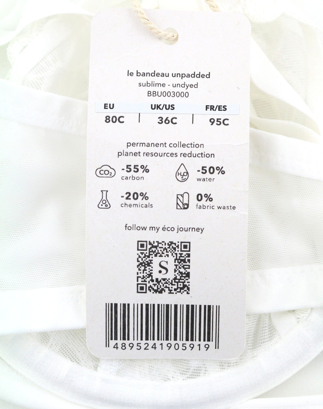 SCANDALE Le Bandeau Unpadded Sublime-Undyed Women Bra 80C White Guipure Laces